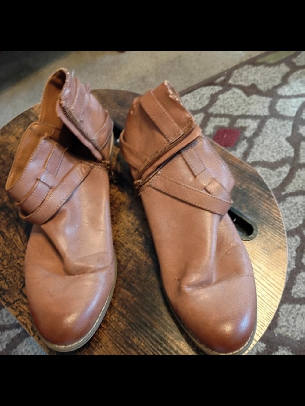 Roxy Leather Ankle Booties with Wrap Strap